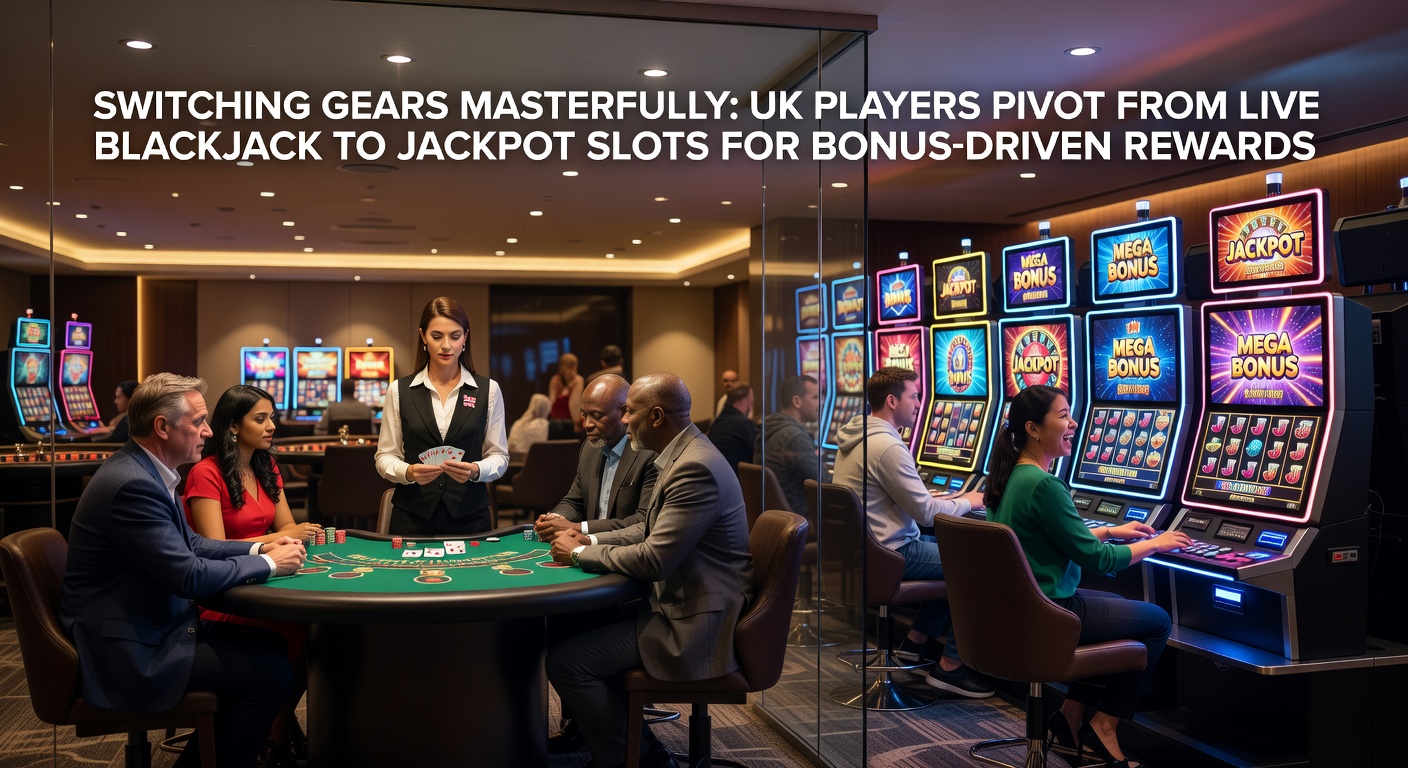 Dynamic split-screen showing live blackjack dealer on one side and exploding jackpot slot win on the other, illustrating the pivot's high-energy rewards
