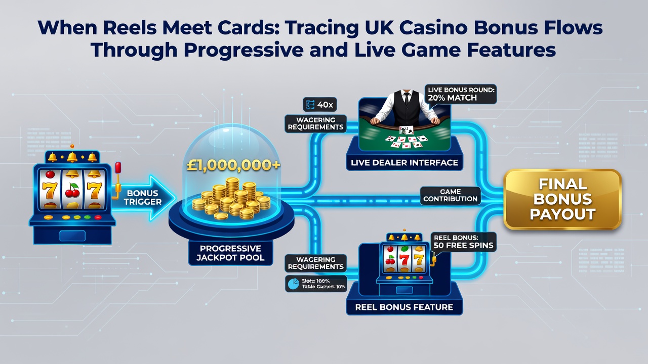 Progressive jackpot connections between UK slots and live dealer blackjack